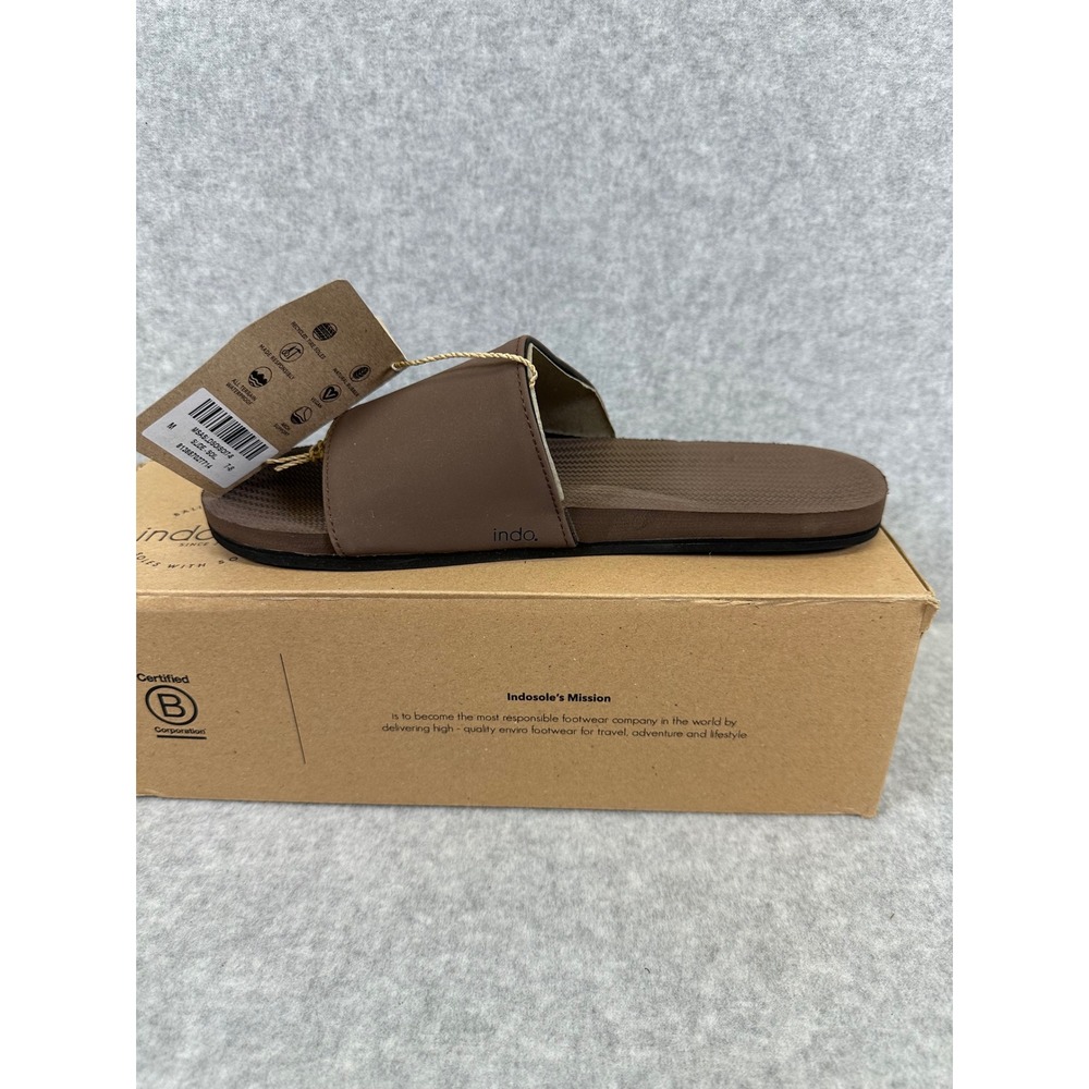 Indosole Mens Slide Sandals Size 7/8 Soil Brown Vegan Recycled Tire - Picture 3 of 11
